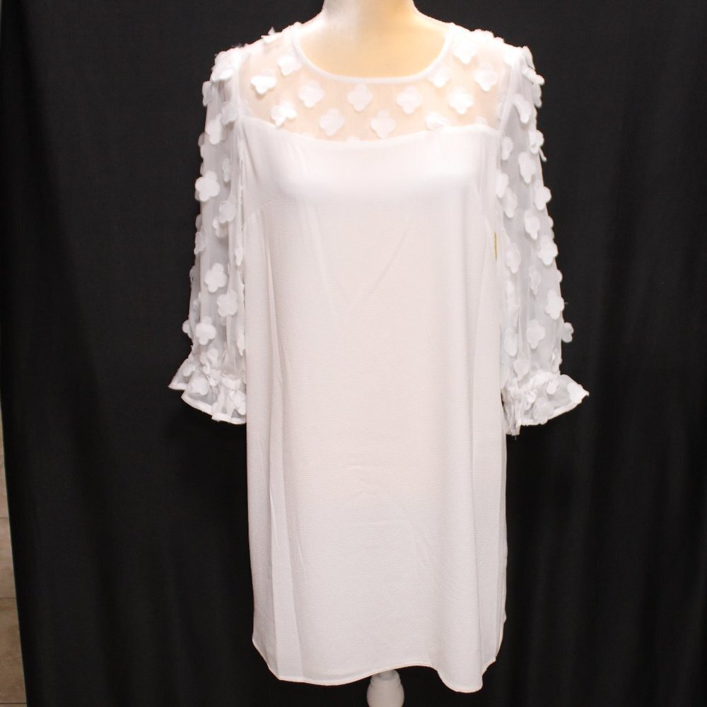 NWT CeCe Long Sleeve Mixed Media Clover Clip Dress